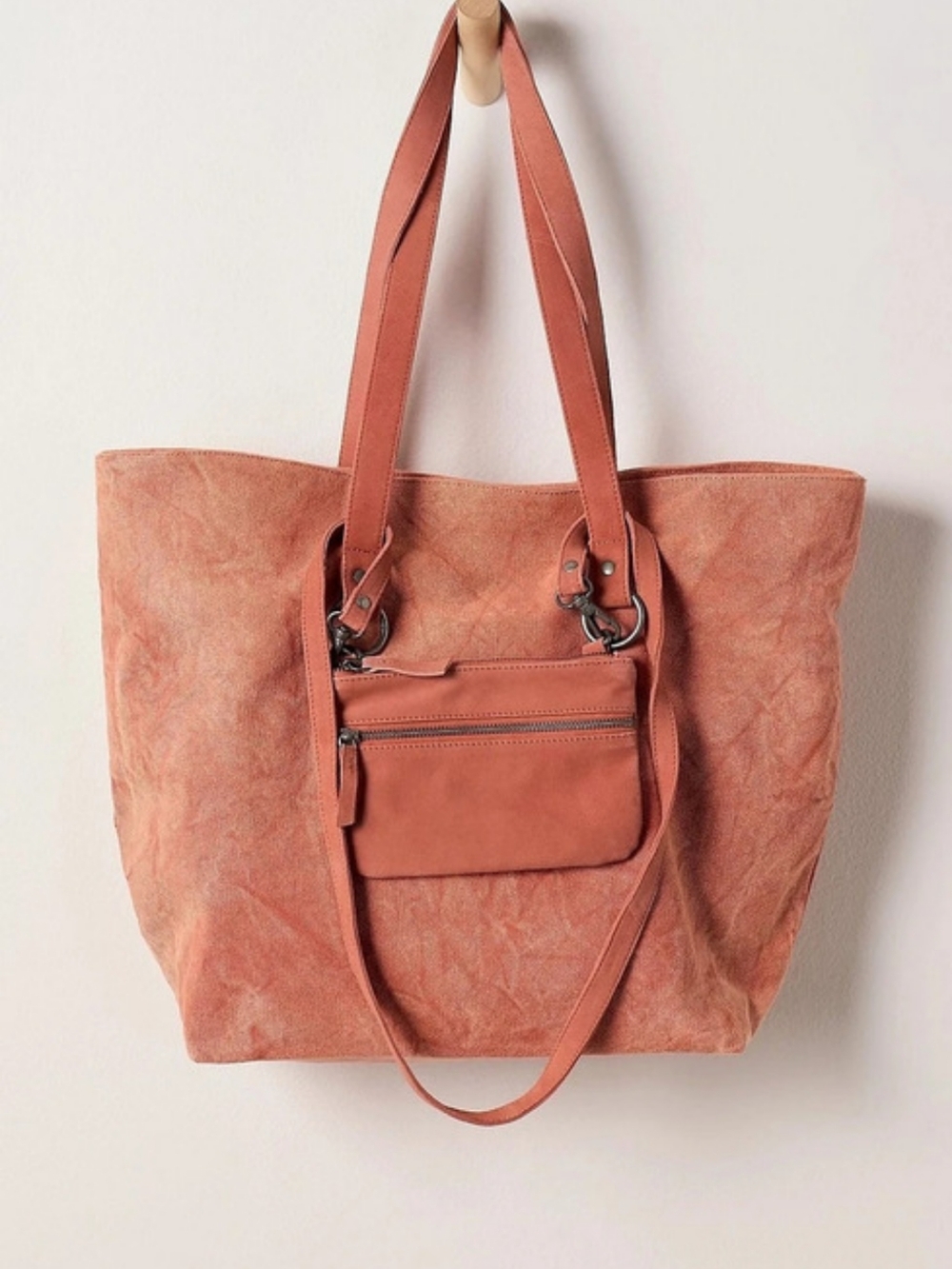 Free People Calla Convertible Tote Bag Slouchy Boho Hobo Shoulder Purse Red NWT